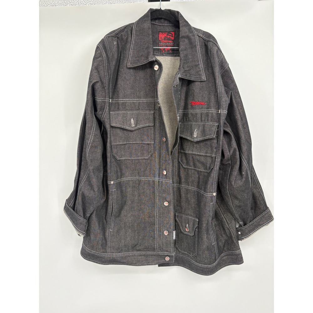 BODE Black Denim Chore Jacket 2XL Contrast Stitch Utility Streetwear Coat